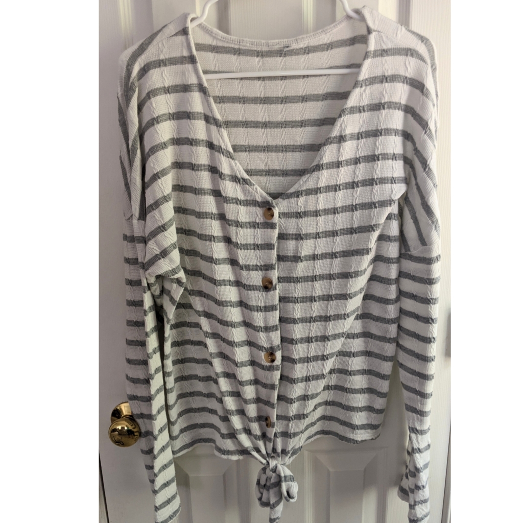 Lightweight Striped Button Pullover